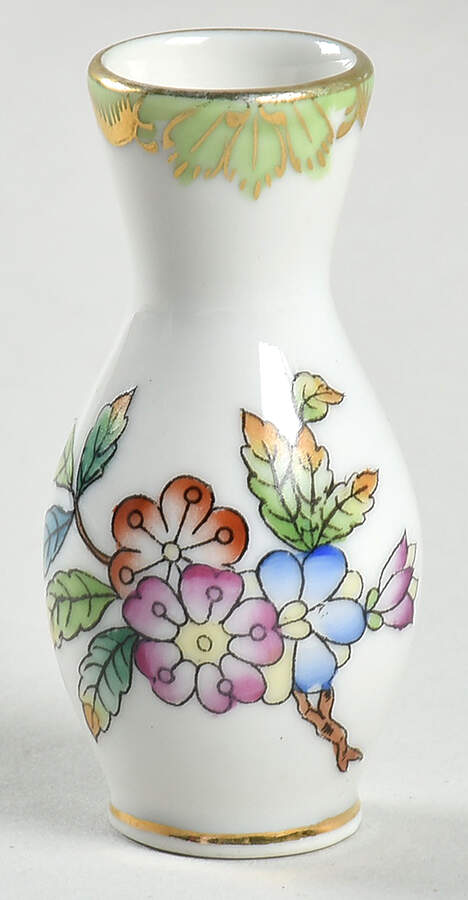 Queen Victoria (Green Border) 2" Bud Vase by Herend-1