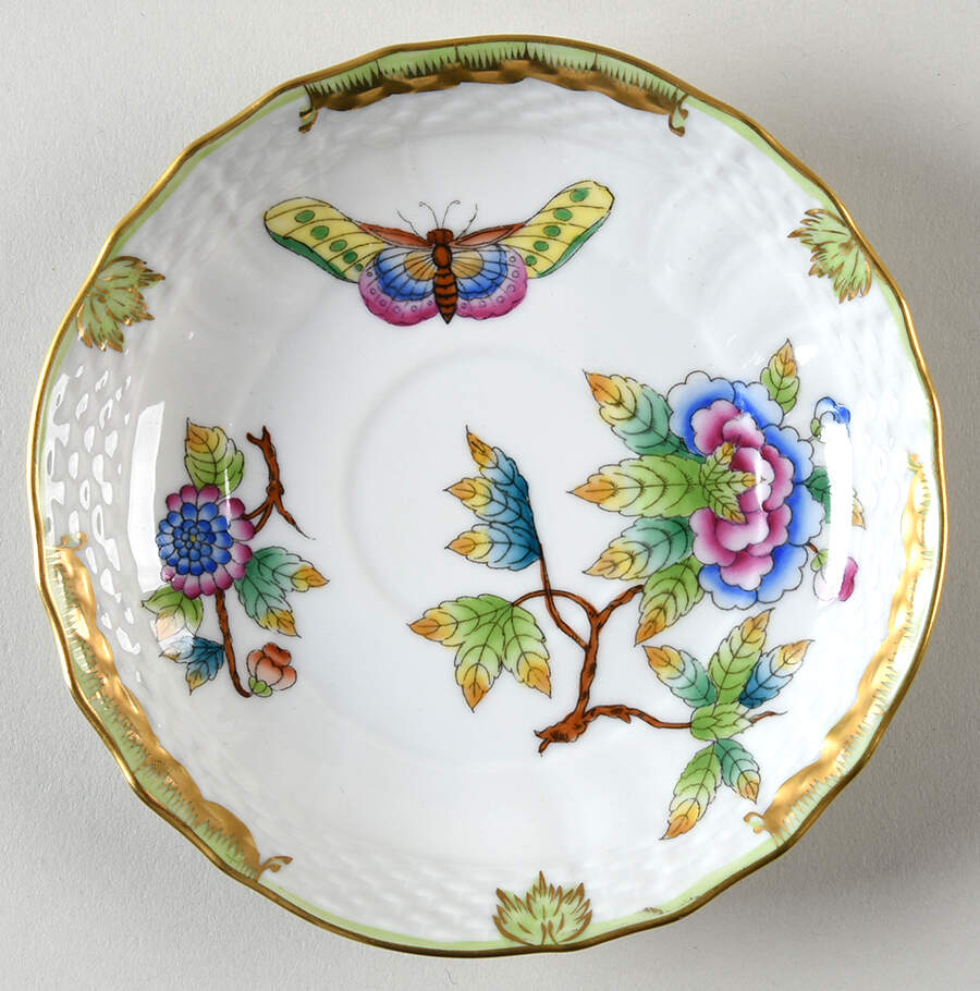 Queen Victoria (Green Border) Saucer for Flat Cup by Herend-1