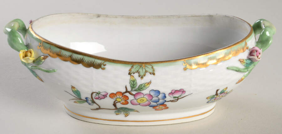 Queen Victoria (Green Border) Miniature Tureen No Lid by Herend-1