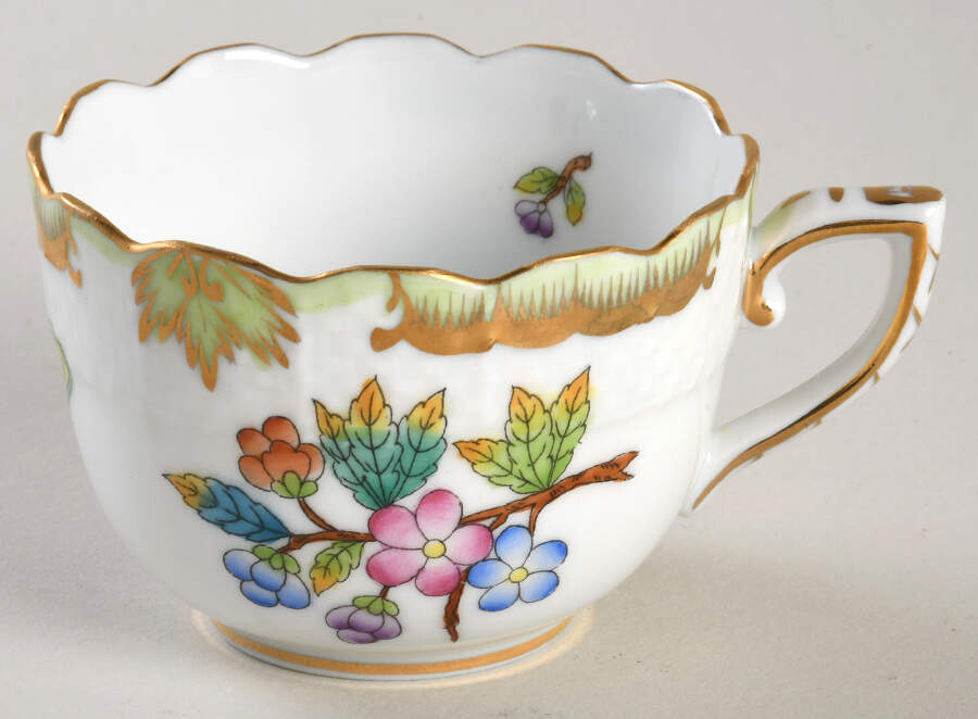 Queen Victoria (Green Border) Flat Demitasse Cup by Herend-1