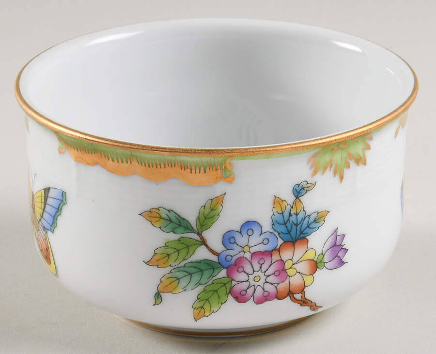 Queen Victoria (Green Border) Mini Sugar Bowl No Lid by Herend-1