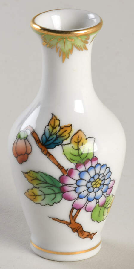 Queen Victoria (Green Border) 2" Mini Bud Vase by Herend-1