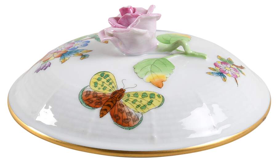 Queen Victoria (Green Border) Lid for Sugar Bowl by Herend-1