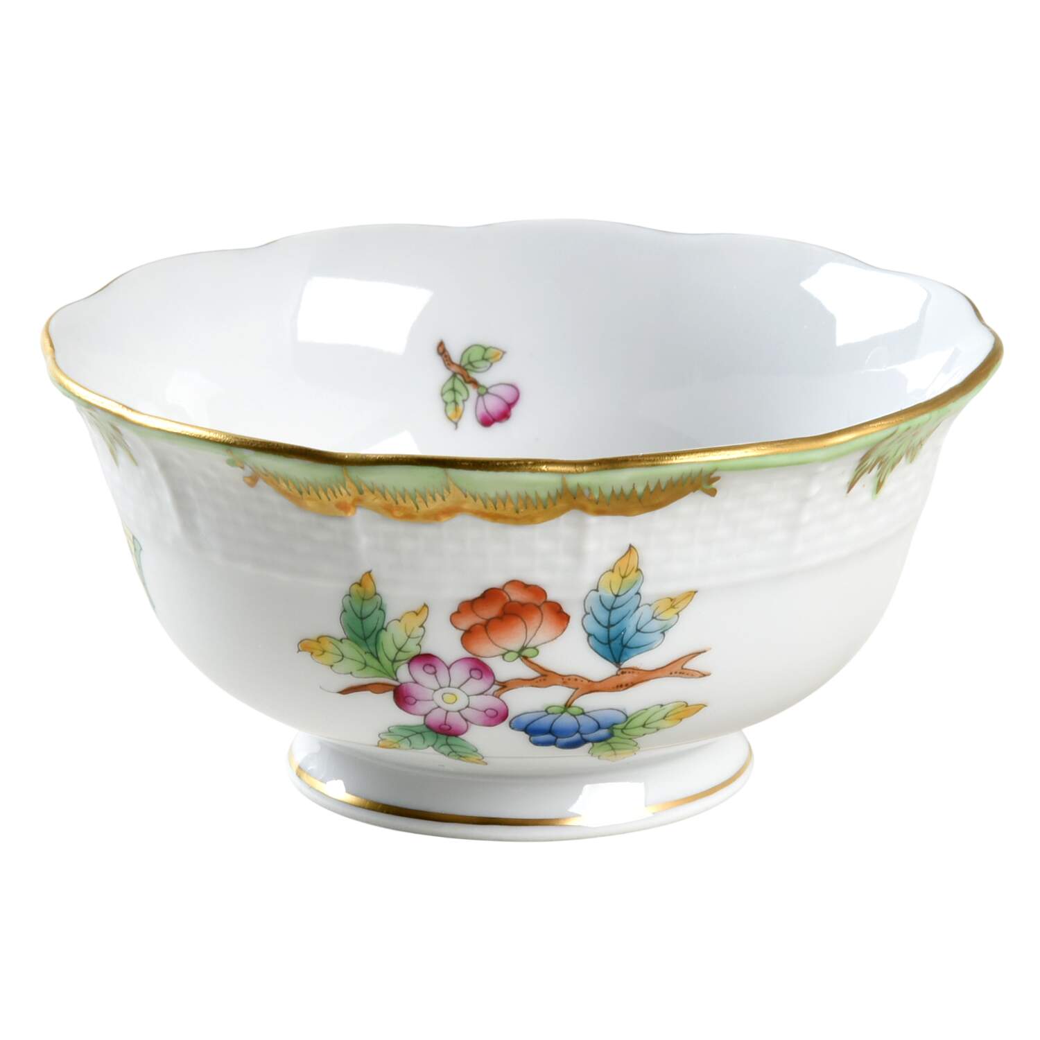 Queen Victoria (Green Border) Open Sugar Bowl by Herend-1