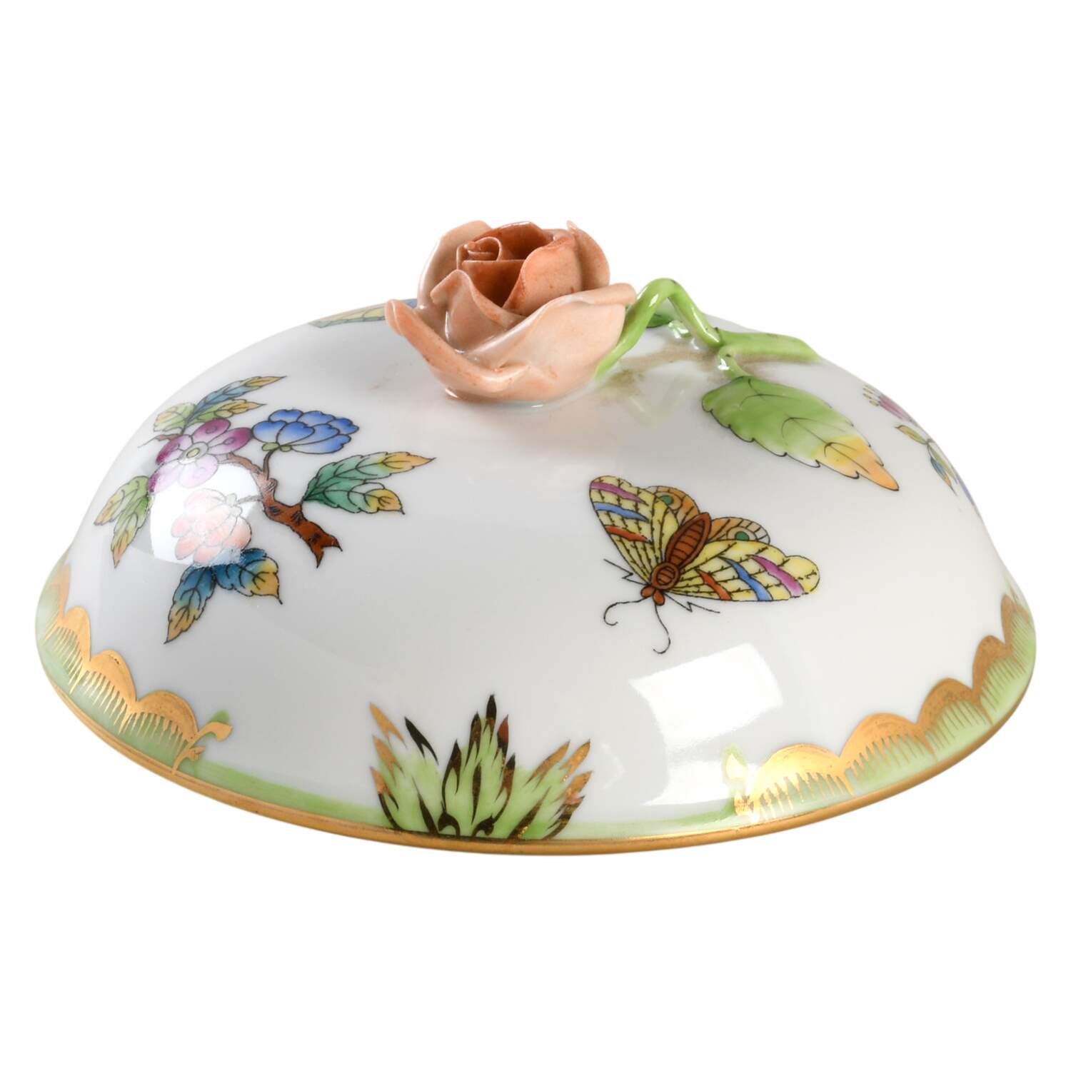 Queen Victoria (Green Border) Lid for Medium Ginger Jar by Herend-1