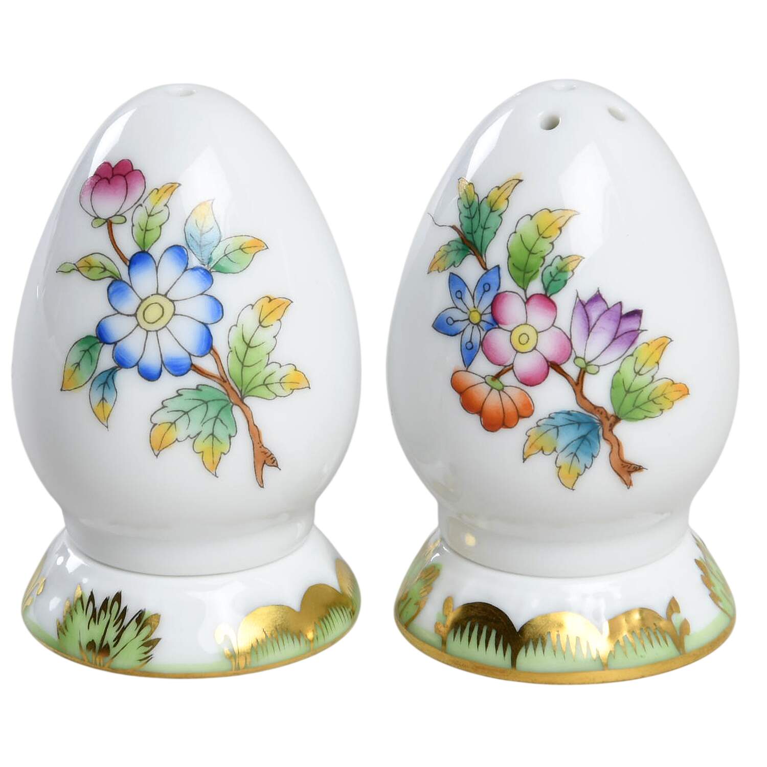 Queen Victoria (Green Border) Salt & Pepper Set by Herend-1