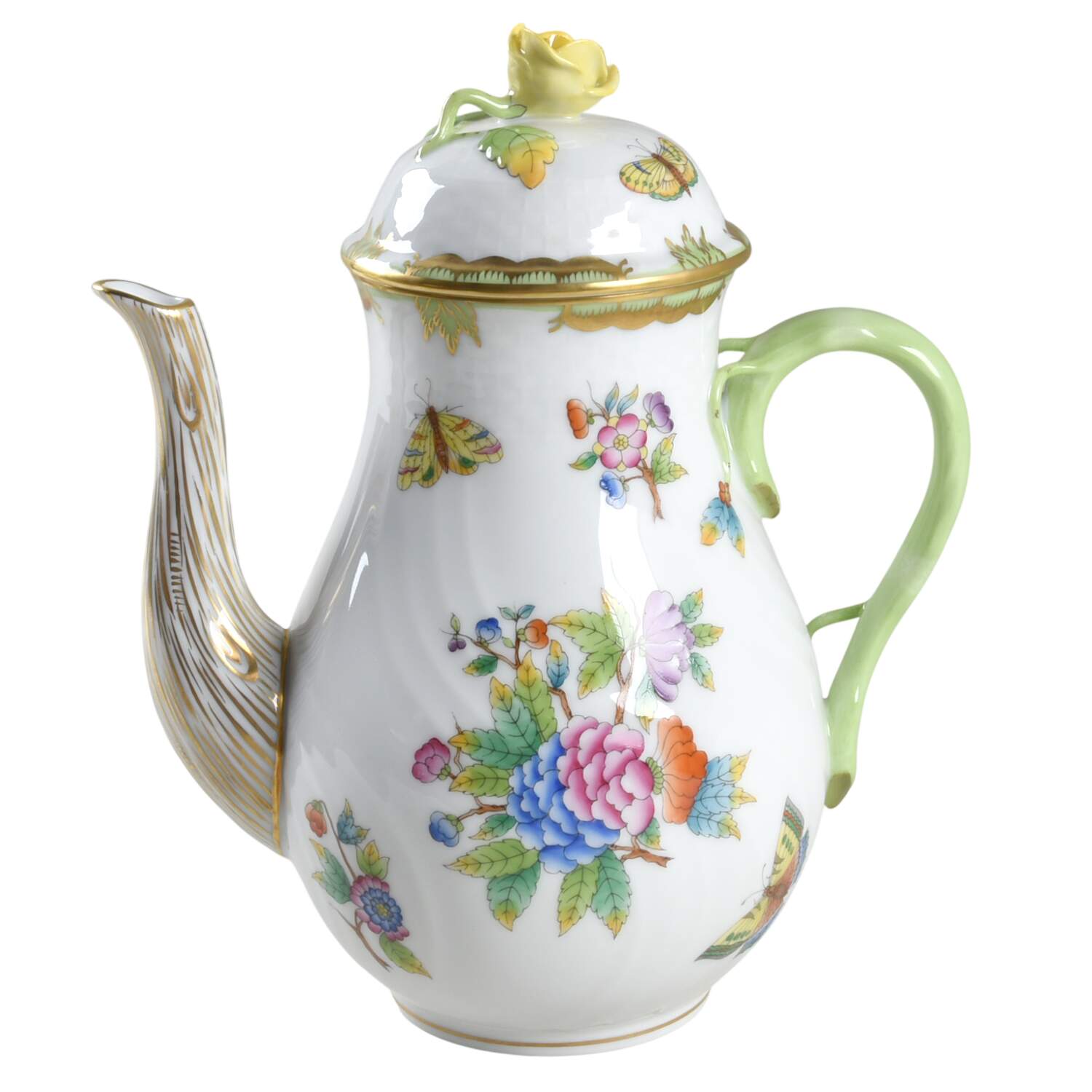 Queen Victoria (Green Border) Coffee Pot & Lid by Herend-1