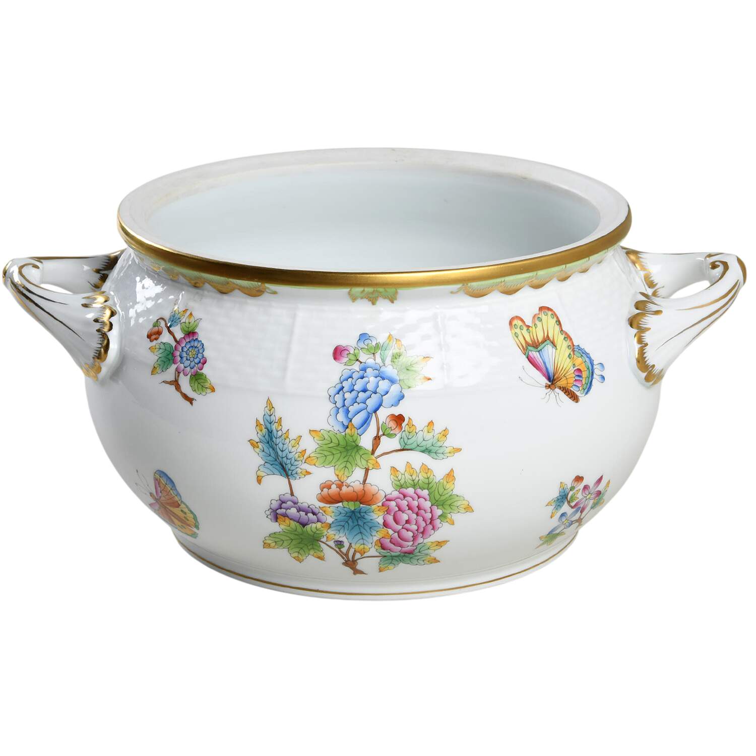 Queen Victoria (Green Border) Bean Pot No Lid by Herend-1