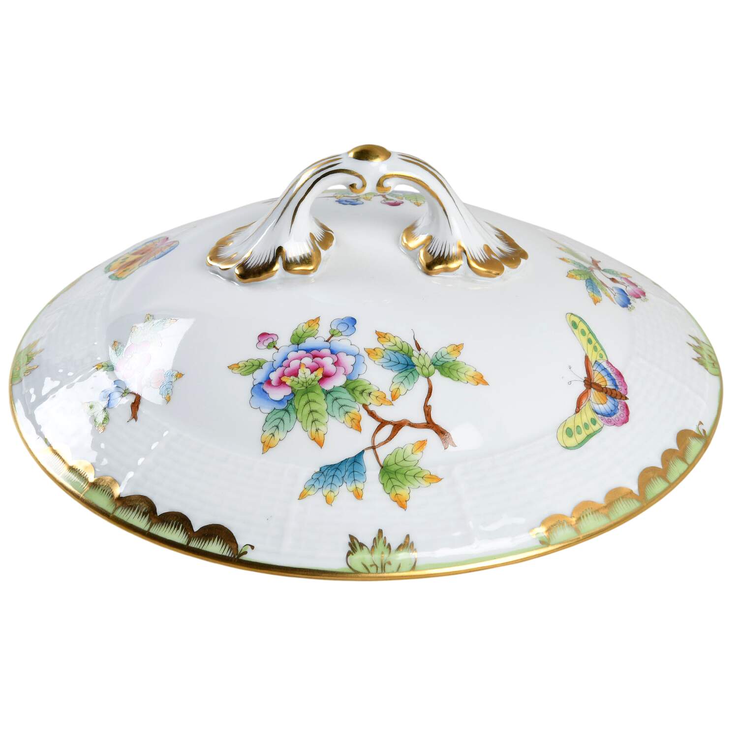Queen Victoria (Green Border) Lid for Bean Pot by Herend-1