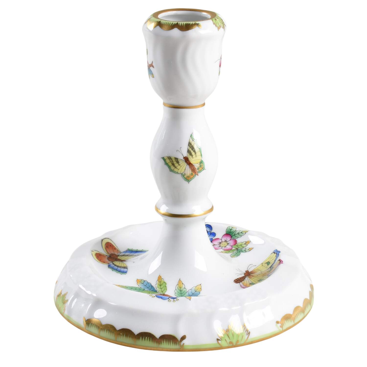 Queen Victoria (Green Border) Tall Candlestick by Herend-1