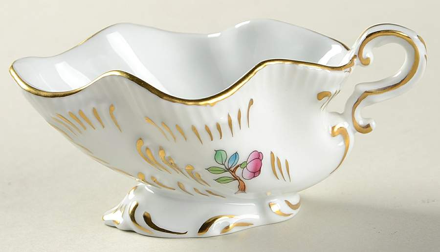 Queen Victoria (Green Border) Individual Sauce Boat by Herend-1