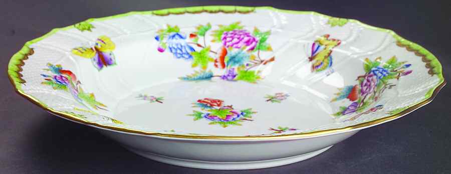 Queen Victoria (Green Border) 12" Chop Plate (Round Platter) by Herend-1