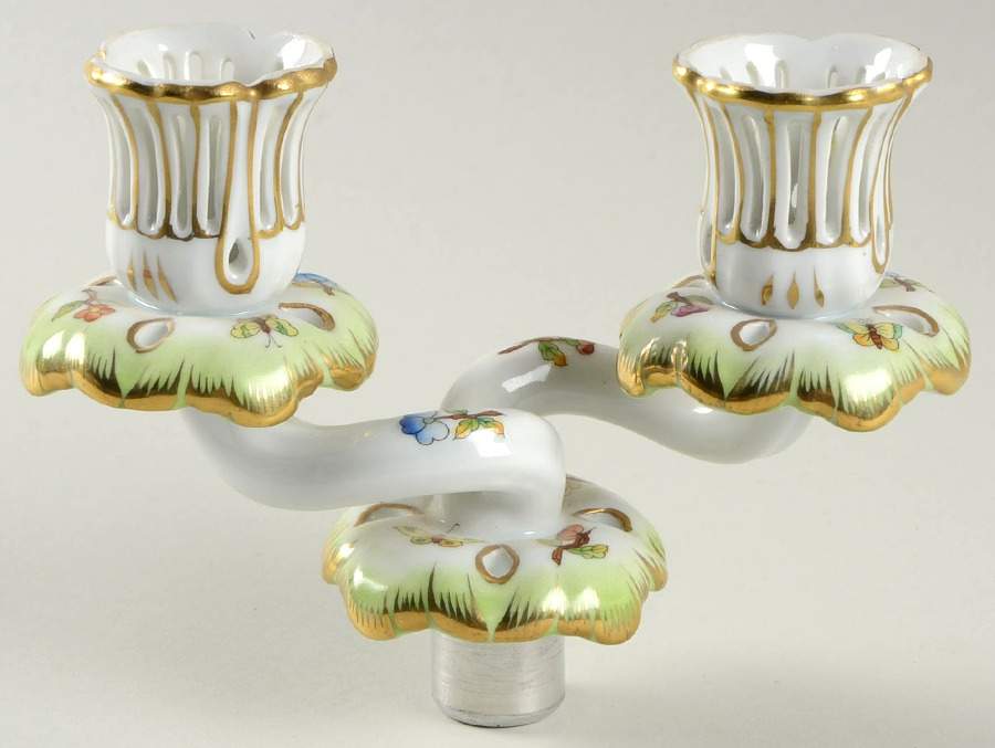 Queen Victoria (Green Border) 2lt Candelabra Arm by Herend-1