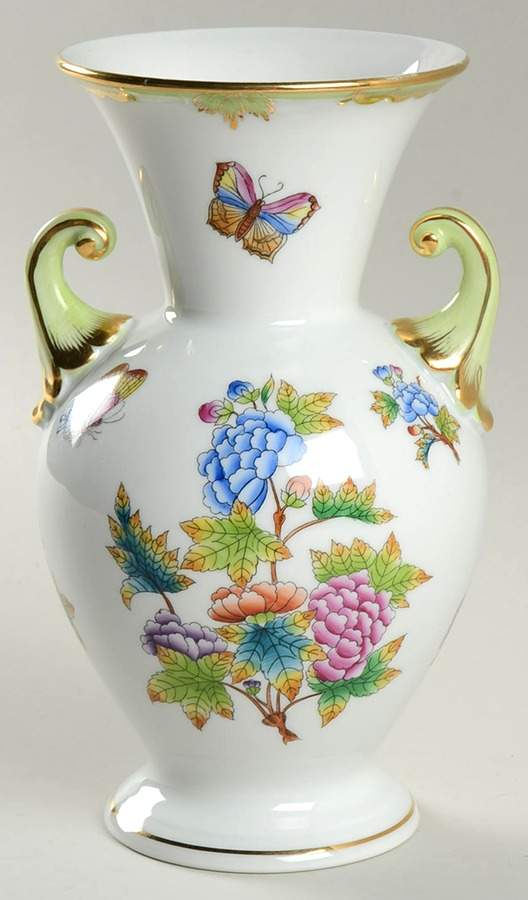 Queen Victoria (Green Border) 8" Urn Shaped Vase by Herend-1