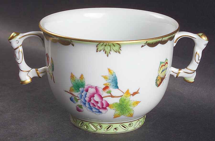 Queen Victoria (Green Border) Sugar Bowl No Lid by Herend-1