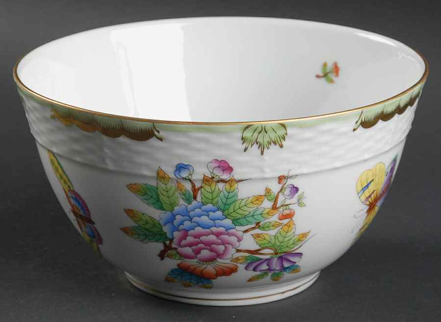 Queen Victoria (Green Border) 6" Round Vegetable Bowl by Herend-1
