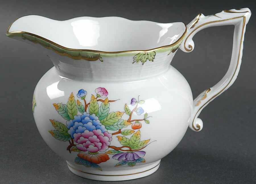 Queen Victoria (Green Border) Oversize Creamer by Herend-1