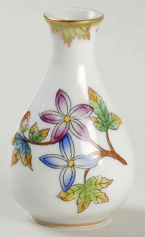 Queen Victoria (Green Border) 2" Mini Bud Vase by Herend-1