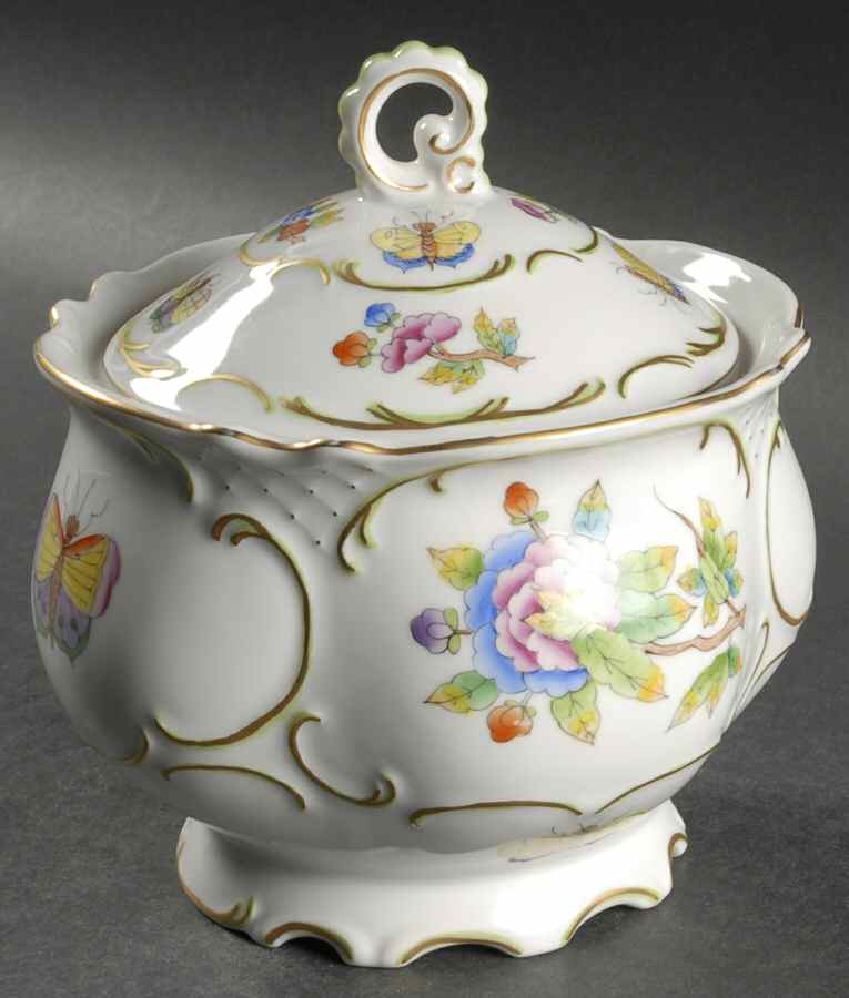 Queen Victoria (Green Border) Candy Jar & Lid by Herend-1