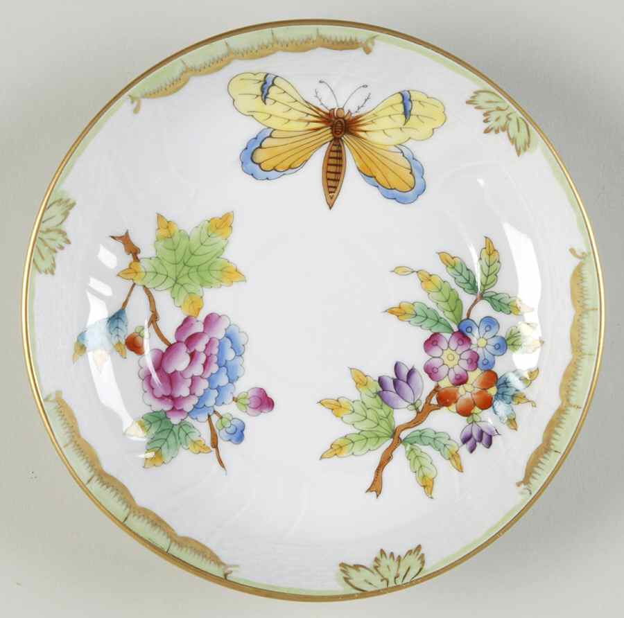 Queen Victoria (Green Border) Saucer for Flat Demitasse Cup by Herend-1