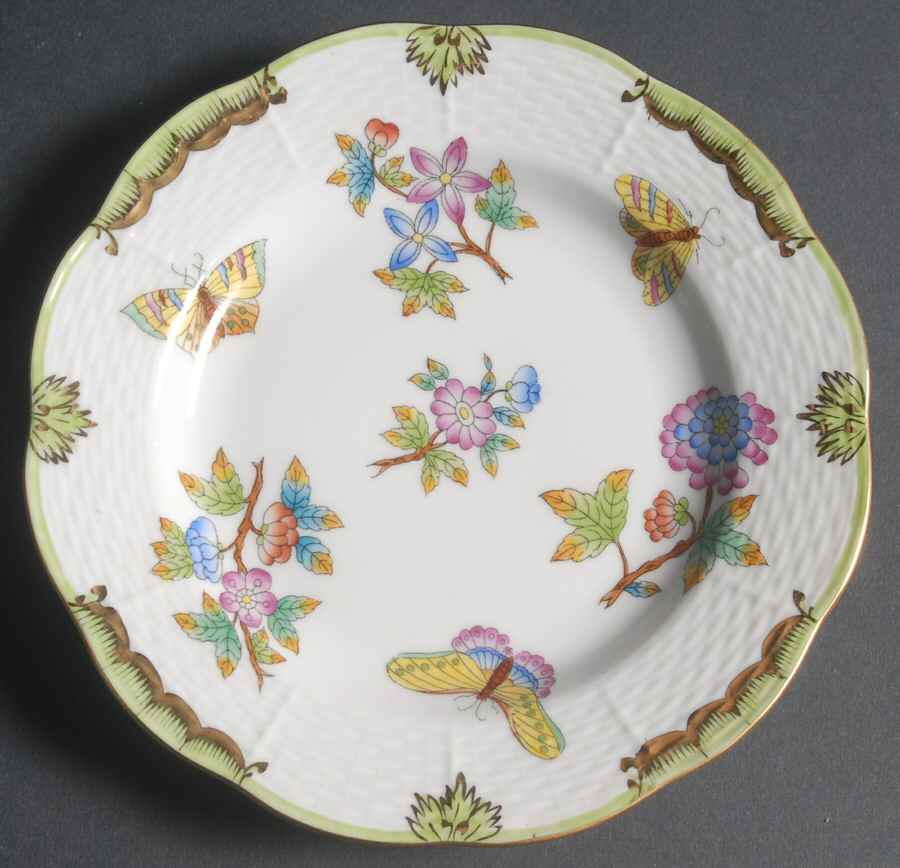 Queen Victoria (Green Border) Bread & Butter Plate by Herend-1