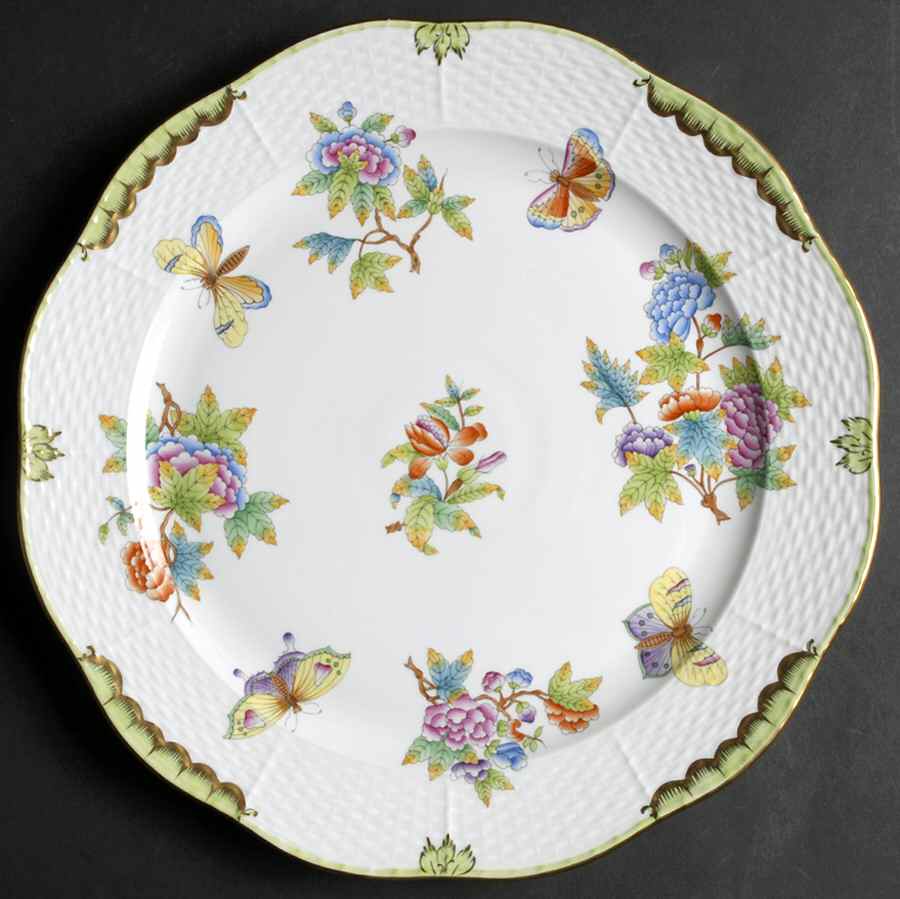 Queen Victoria (Green Border) Cake Plate by Herend-1