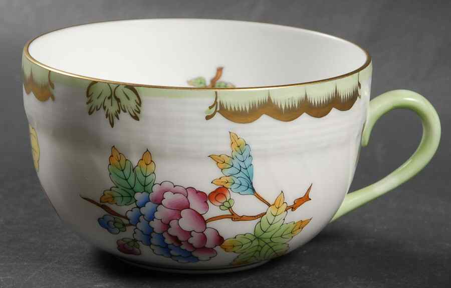 Queen Victoria (Green Border) Flat Cup by Herend-1