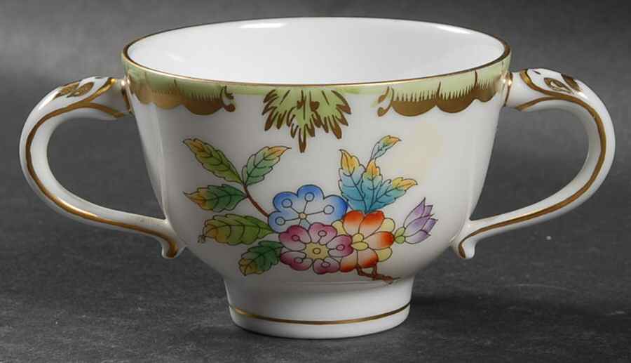 Queen Victoria (Green Border) Individual Sugar Bowl No Lid by Herend-1