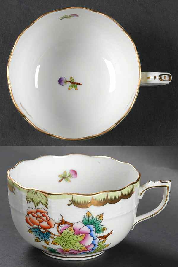Queen Victoria (Green Border) Flat Cup by Herend-1
