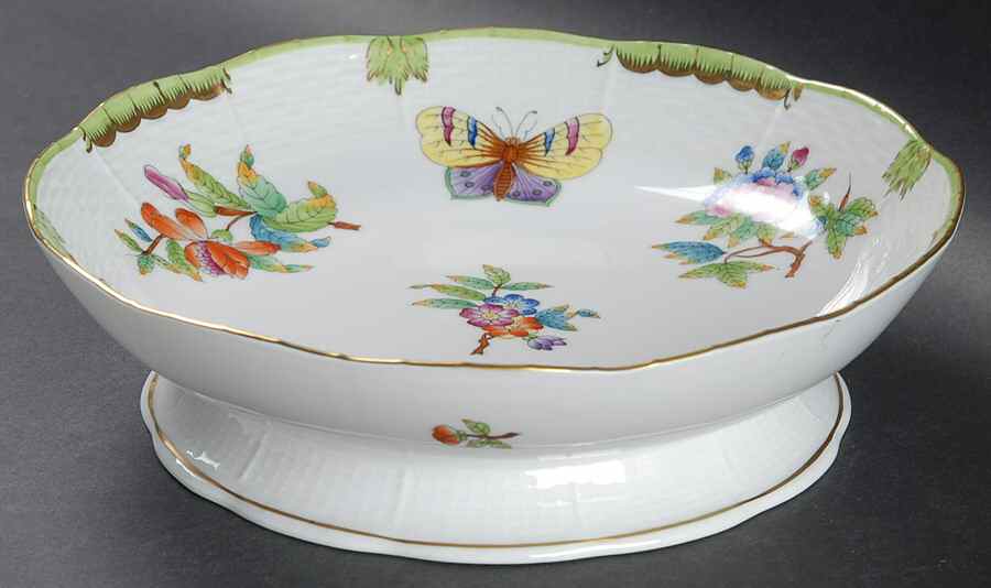 Queen Victoria (Green Border) Round Compote (Height X Width) by Herend-1