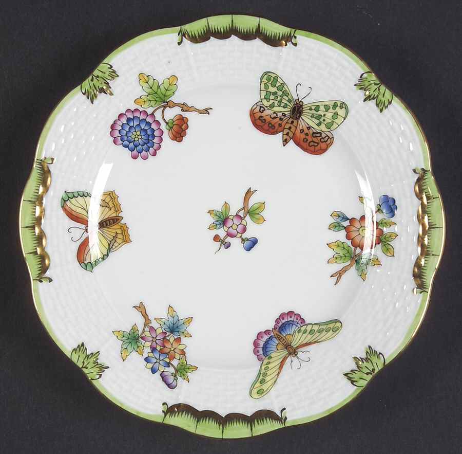 Queen Victoria (Green Border) Bread & Butter Plate by Herend-1