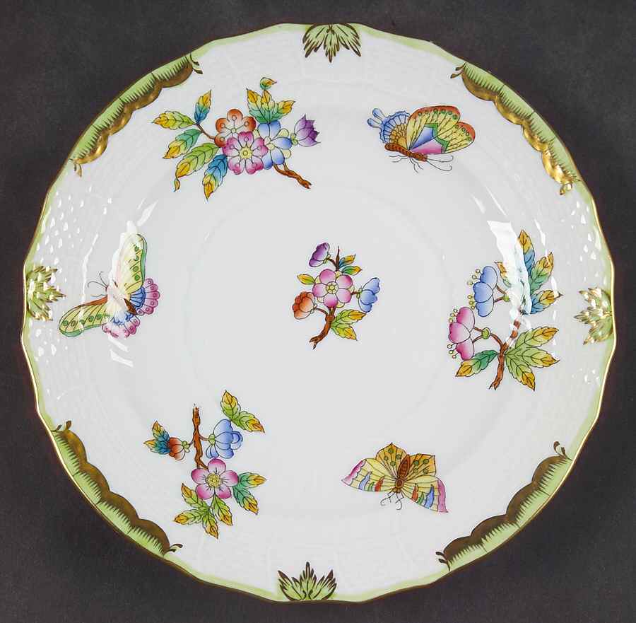 Queen Victoria (Green Border) Bread & Butter Plate by Herend-1