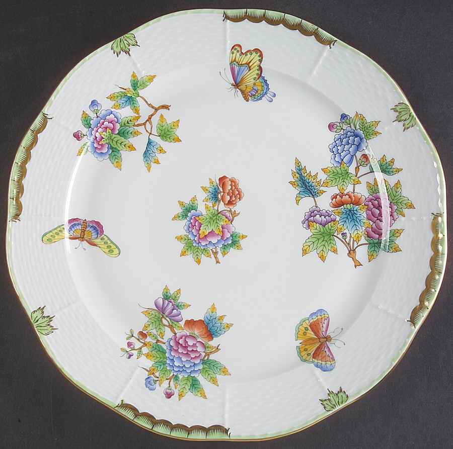 Queen Victoria (Green Border) 11" Chop Plate (Round Platter) by Herend-1