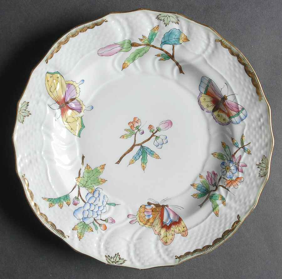 Queen Victoria (Green Border) Dessert/Pie Plate by Herend-1