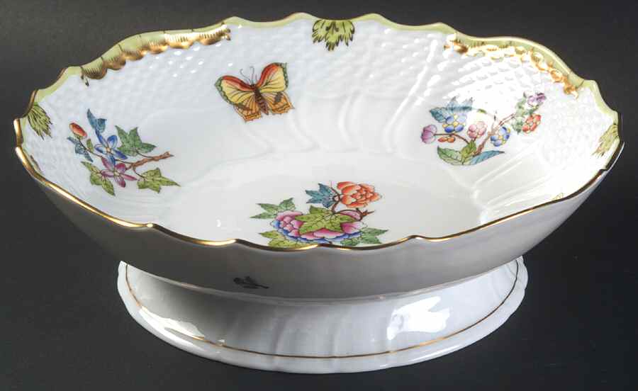 Queen Victoria (Green Border) Round Compote (Height X Width) by Herend-1