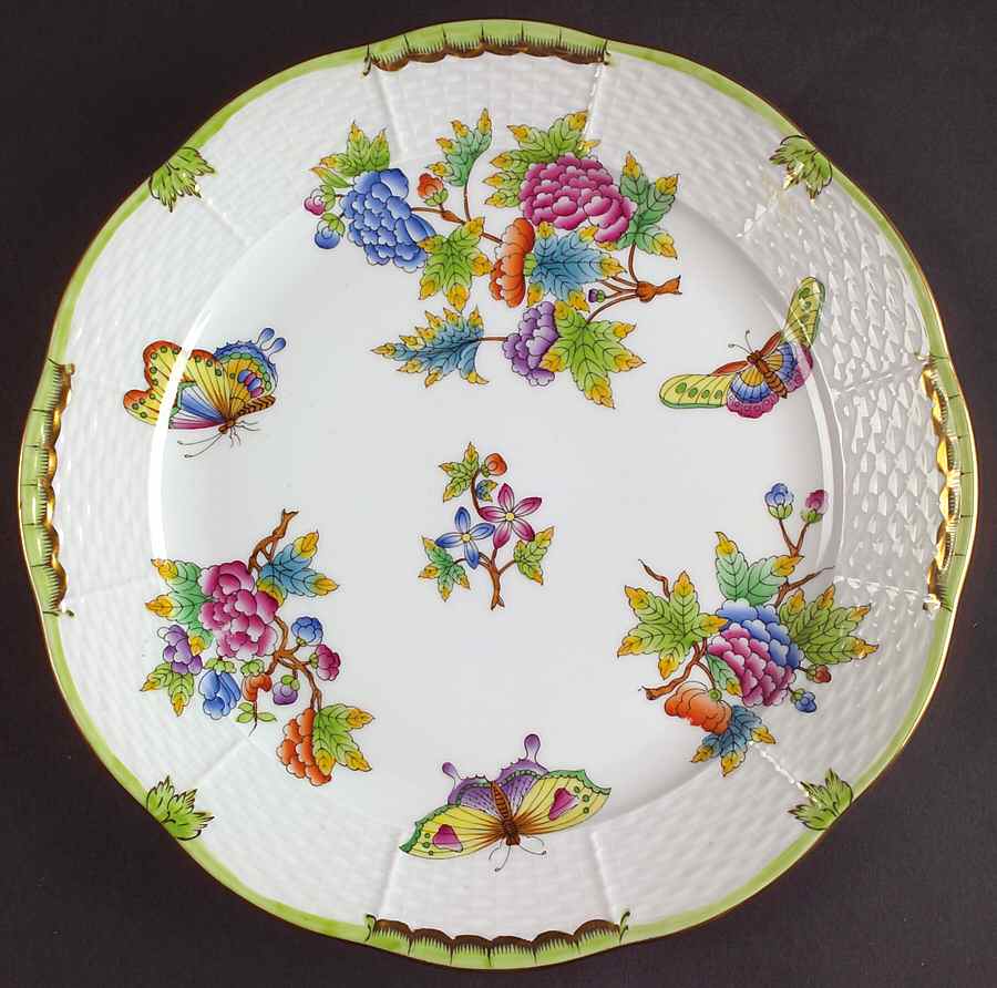Queen Victoria (Green Border) Dinner Plate by Herend-1