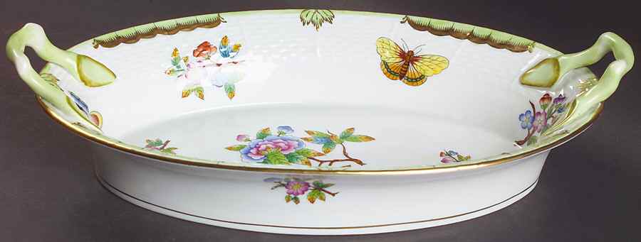 Queen Victoria (Green Border) Bread Tray by Herend-1