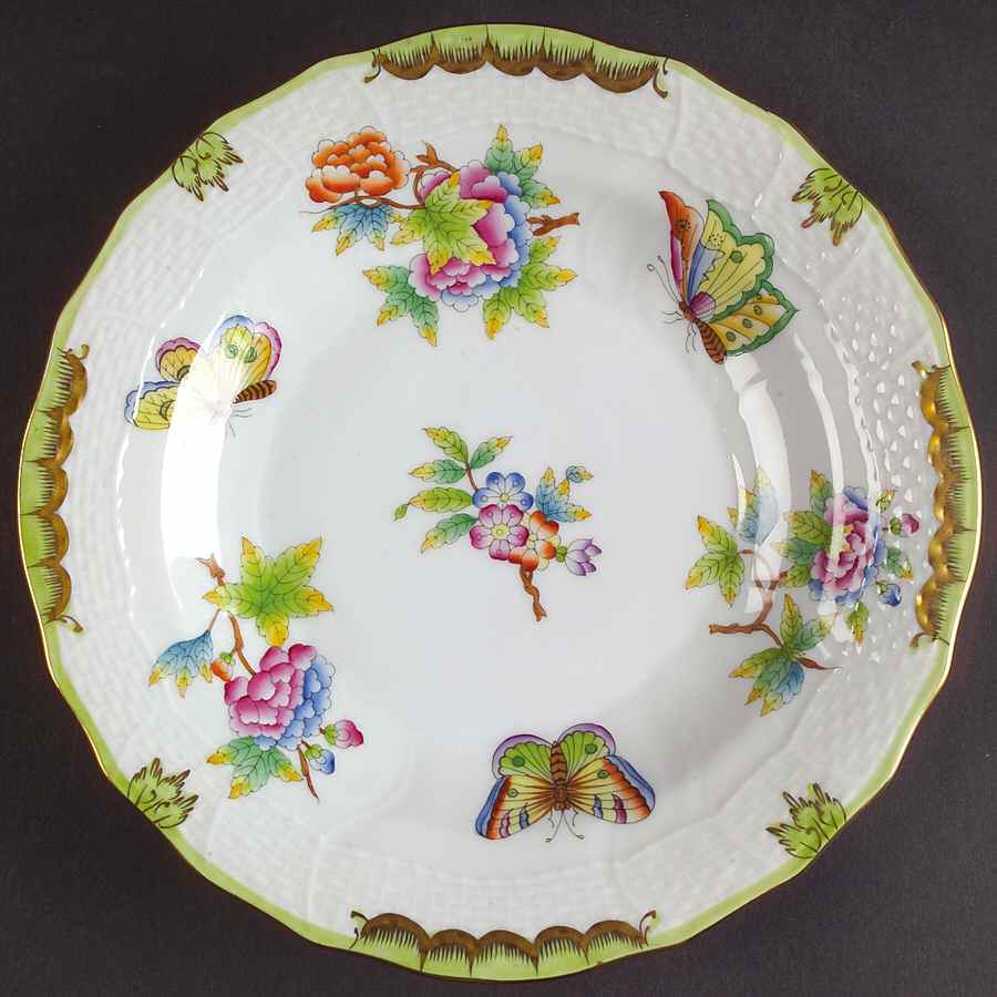 Queen Victoria (Green Border) Dessert/Pie Plate by Herend-1