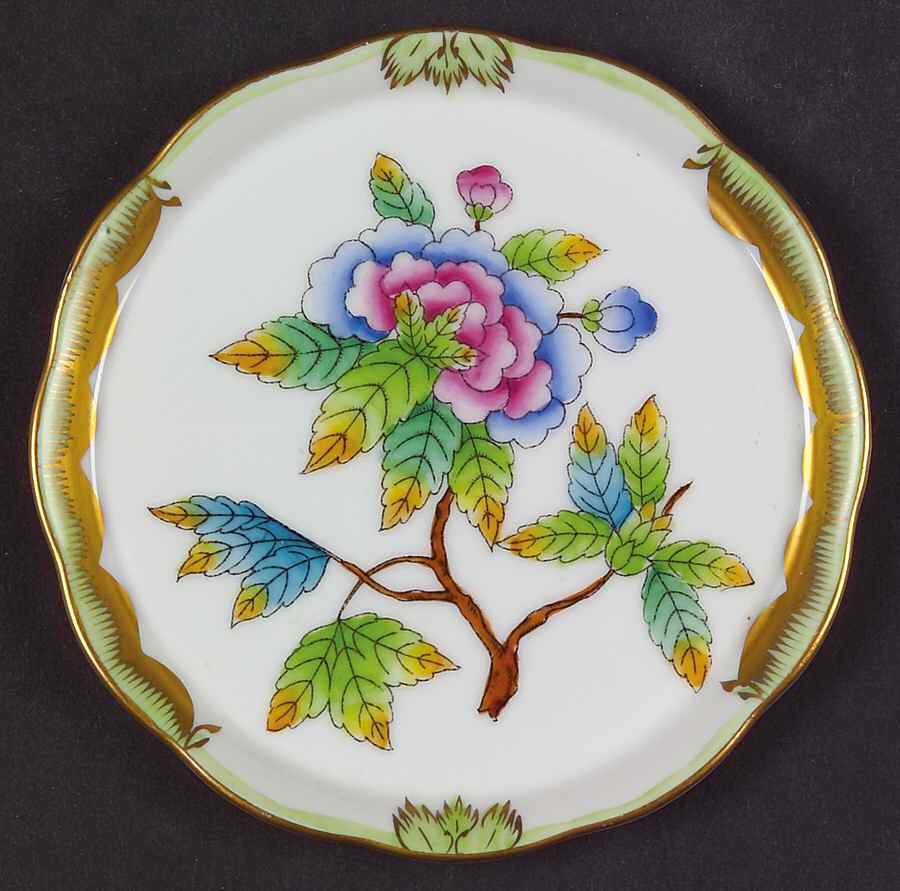 Queen Victoria (Green Border) Coaster by Herend-1