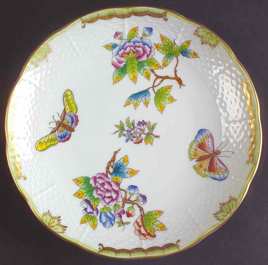 Queen Victoria (Green Border) Dessert/Pie Plate by Herend-1