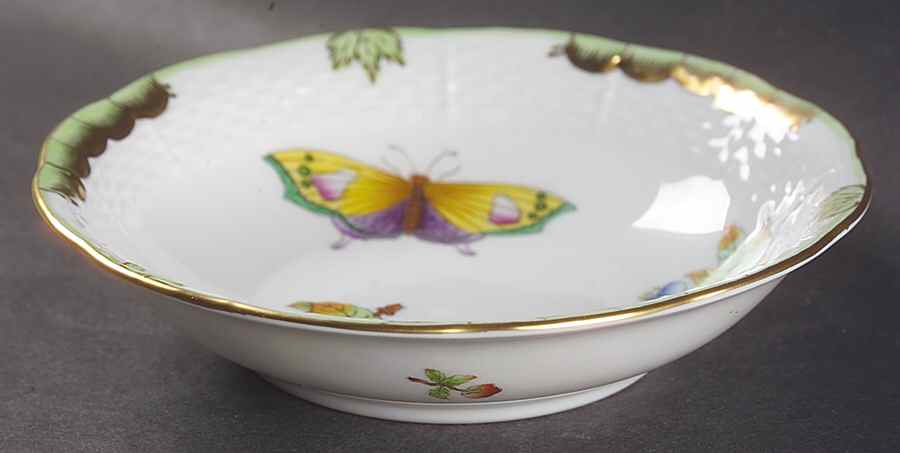 Queen Victoria (Green Border) Fruit/Dessert (Sauce) Bowl by Herend-1