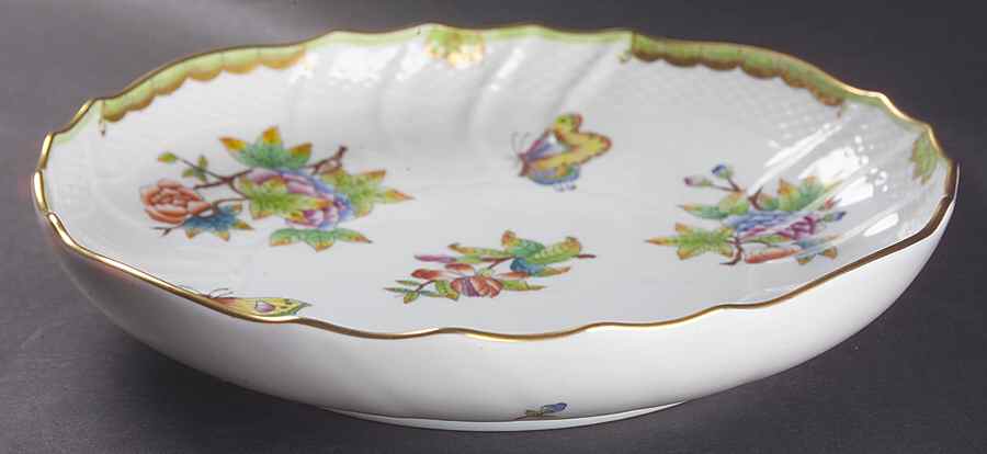 Queen Victoria (Green Border) 10" Round Vegetable Bowl by Herend-1