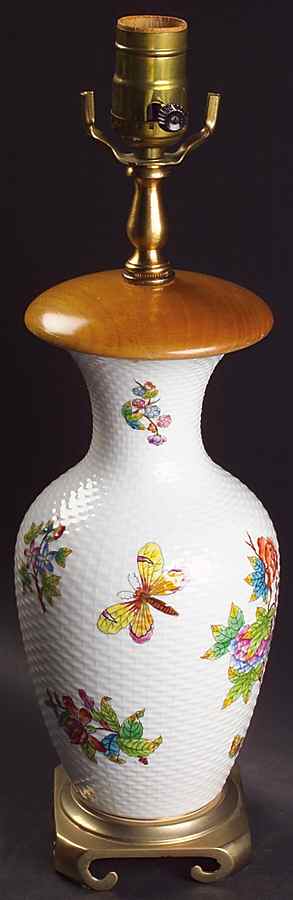 Queen Victoria (Green Border) 24" Electric Lamp No Shade by Herend-1