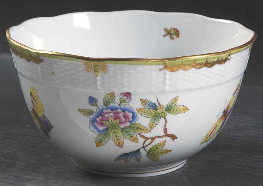 Queen Victoria (Green Border) 7" Round Vegetable Bowl by Herend-1
