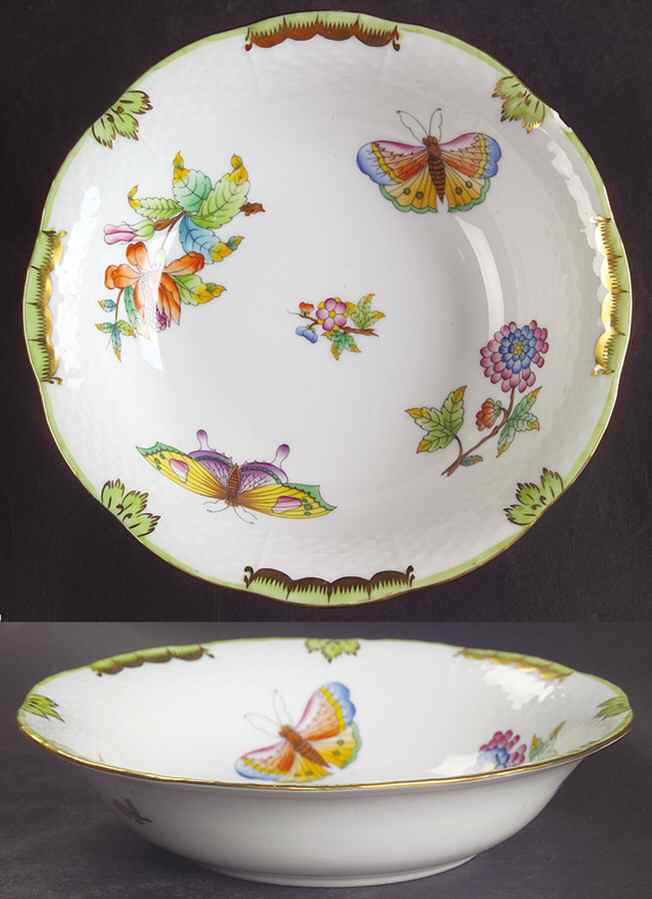 Queen Victoria (Green Border) Oatmeal Bowl by Herend-1