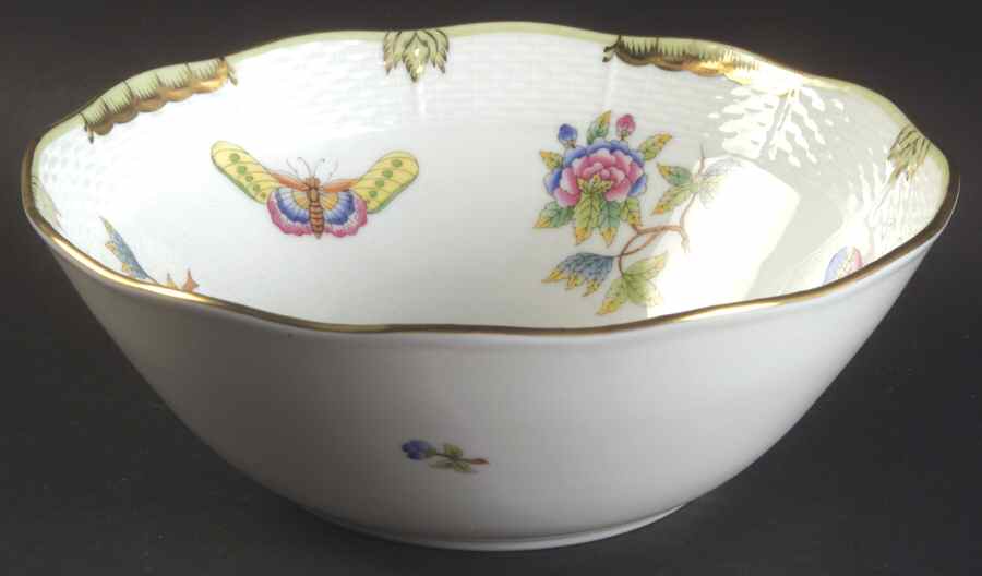 Queen Victoria (Green Border) 7" Round Vegetable Bowl by Herend-1