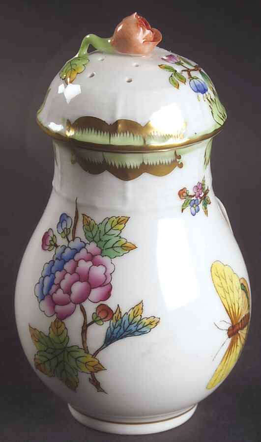 Queen Victoria (Green Border) Sugar Shaker &  Lid by Herend-1