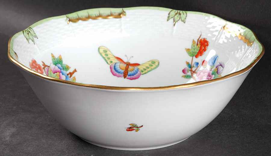 Queen Victoria (Green Border) 8" Round Vegetable Bowl by Herend-1