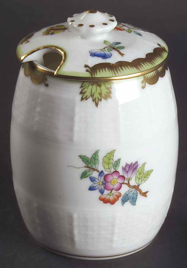 Queen Victoria (Green Border) Jam/Jelly & Lid by Herend-1