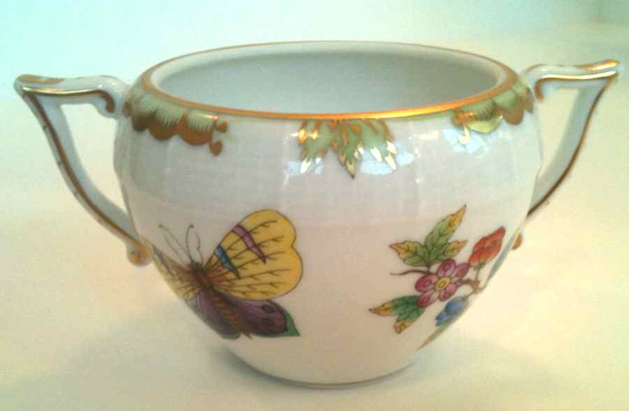 Queen Victoria (Green Border) Sugar Bowl No Lid by Herend-1